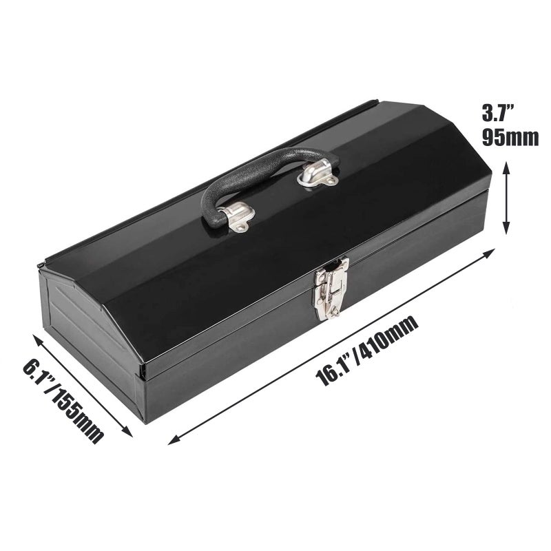 Torin ATB102B 16" Hip Roof Style Portable Steel Tool Box with Metal Latch Closure, Black - Image 2